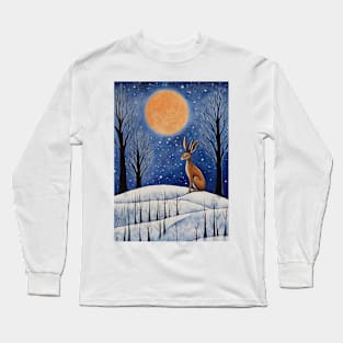 Moonlit Reverie: The Hare's Serenity Long Sleeve T-Shirt